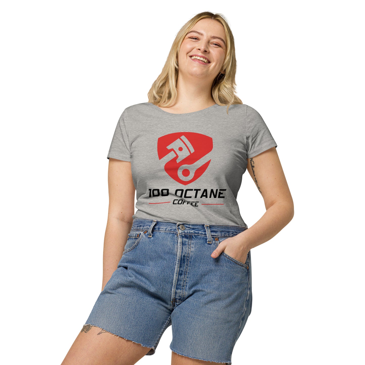 Red & Black Logo Women Tee