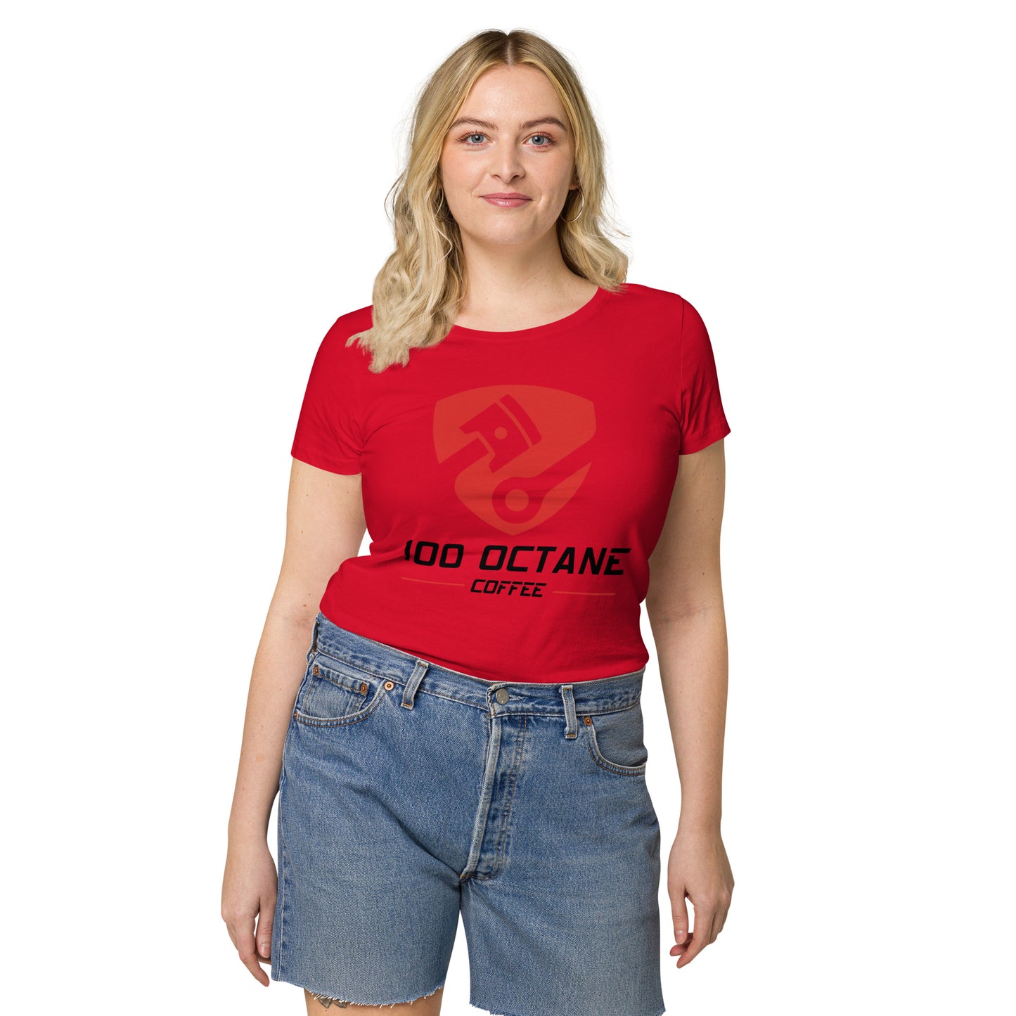 Red & Black Logo Women Tee